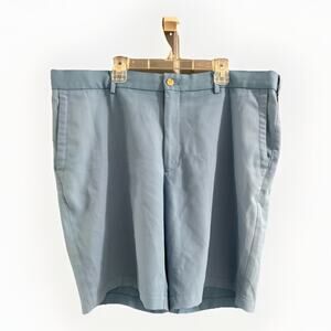 Peter Millar Mens Golf Shorts 38 Sky Blue Polyester Wicking Fast Dry Chinos